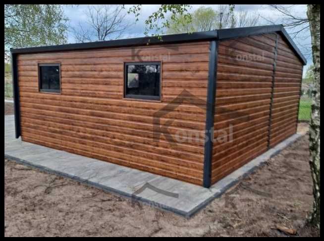 garaż blaszany 6x5 dwuspad EXTRALINE v4 - Blachodachówka - rynny okna