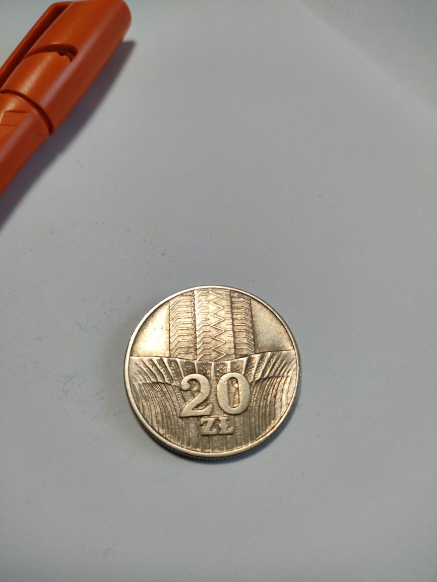 Wieżowiec i kłosy 20 złotych 1976 bez znaku mennicy moneta