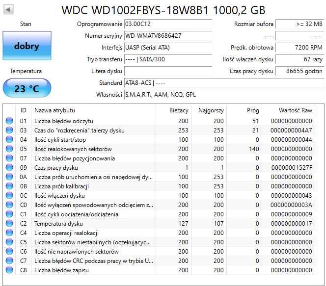 Dysk HDD 1TB 3,5" Western Digital WD SATA III