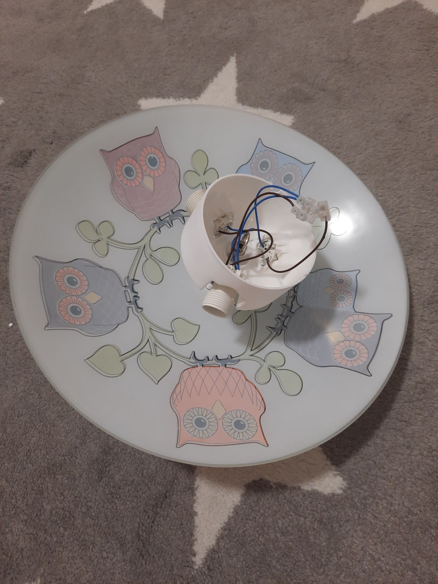 Lampa Dziecięcy plafon z kolorowymi rysunkami sówek