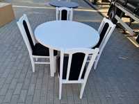 Nowe: Stół okrągły + 4 krzesła,  biały + czarny,  transport cała PL