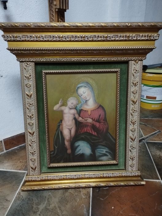 Quadro Virgem e o menino com/sem pedestal