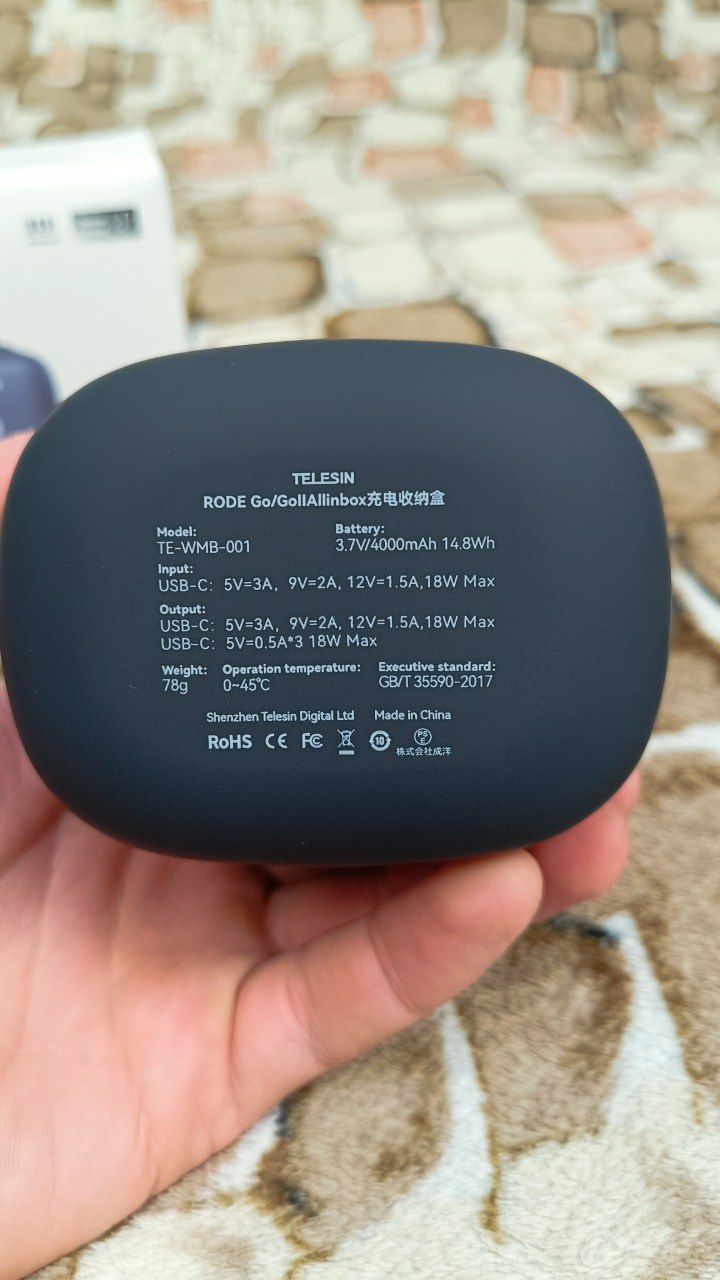 Зарядка павербанк для мікрофонів Rode Wireless GO Telesin кейс