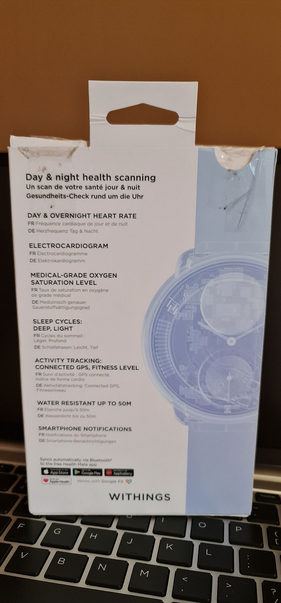 Zegarek smartwatch Withings ScanWatch 38mm z EKG Szafirowe szkło