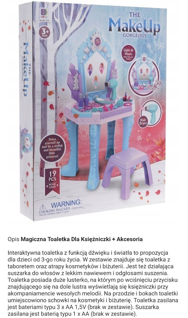 Toaletka dla dziewczynki księżniczki