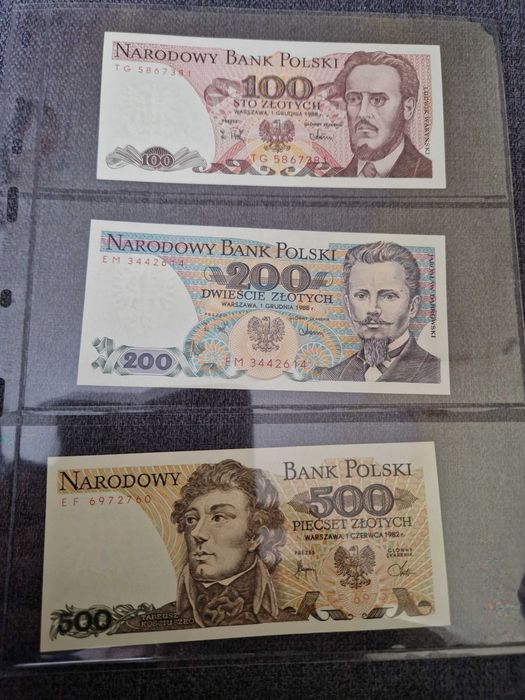 Zestaw banknoty PRL 12 szt. stan UNC