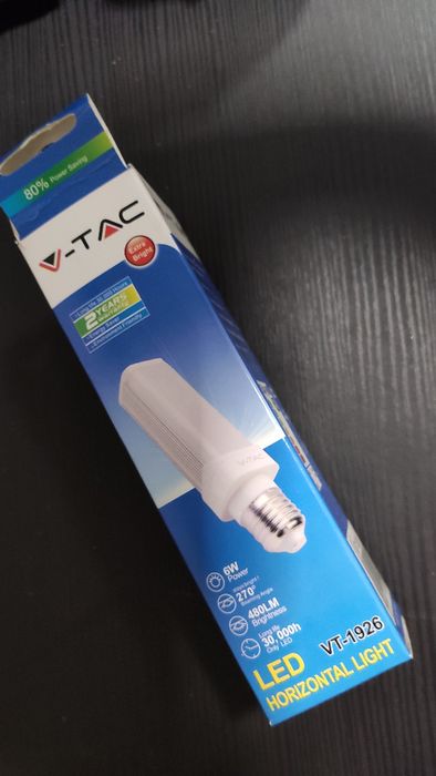 Lâmpada PL LED E27 6W 480lm 270º 4500K Branco Neutro V-TAC VT-1926