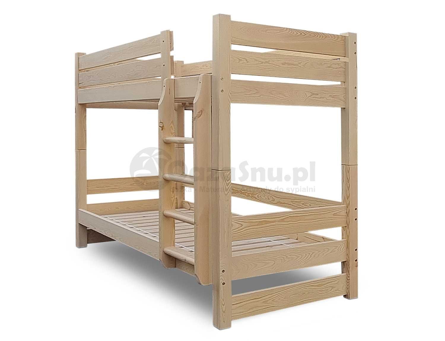 ATLAS 90x200 łóżko piętrowe dla dorosłych +150kg lite drewno