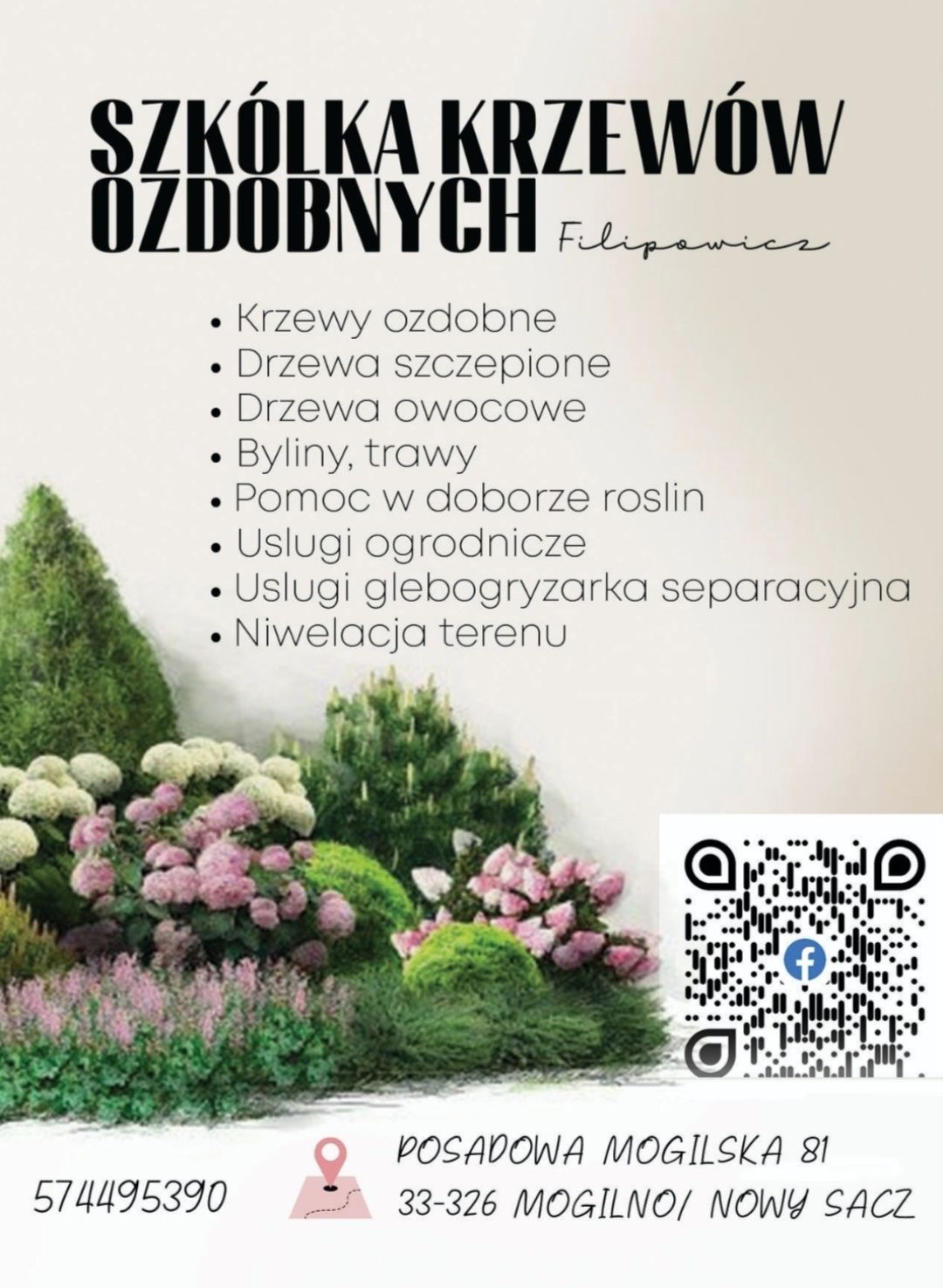 Szkółka krzewów roślin Nowy Sącz Korzenna ogród tuja róża jałowiec