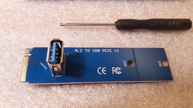 Райзер M2 переходник синий->USB3.0 под райзер M.2 PCI-E м2 адаптер ОПТ
