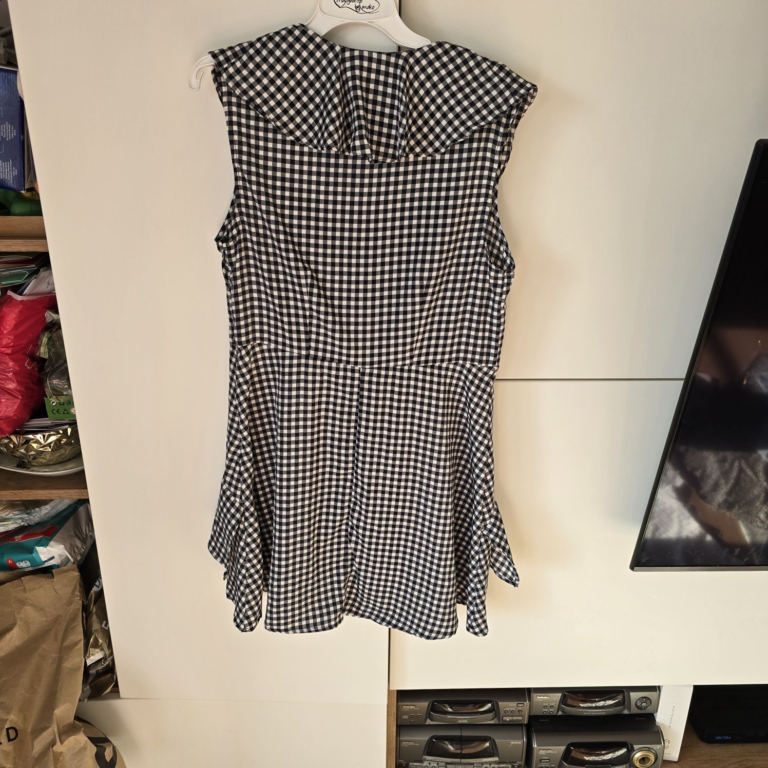 Sukienka letnia boohoo 44 xxl 42 xl kratka pepitka krótki rękaw mini