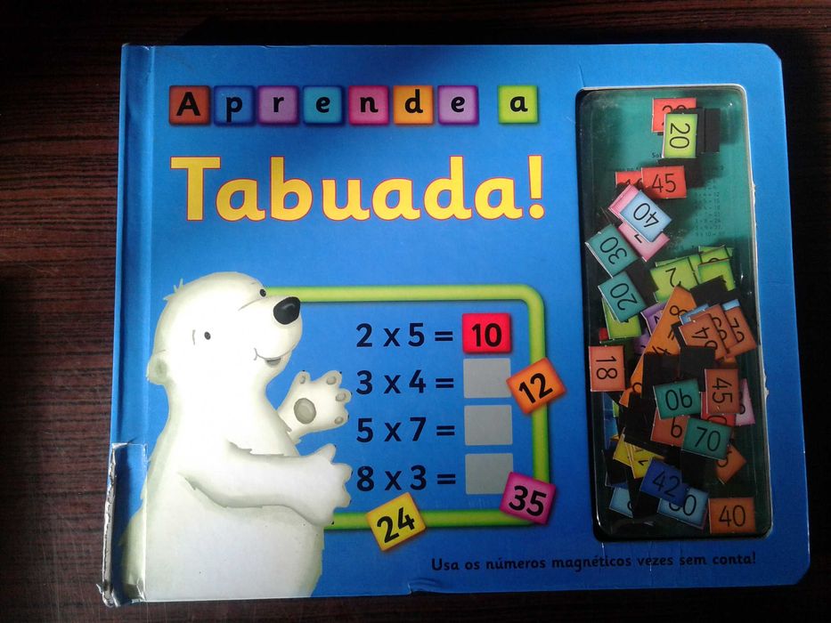 Livro infantil Aprende a tabuada magnético, como NOVO!
