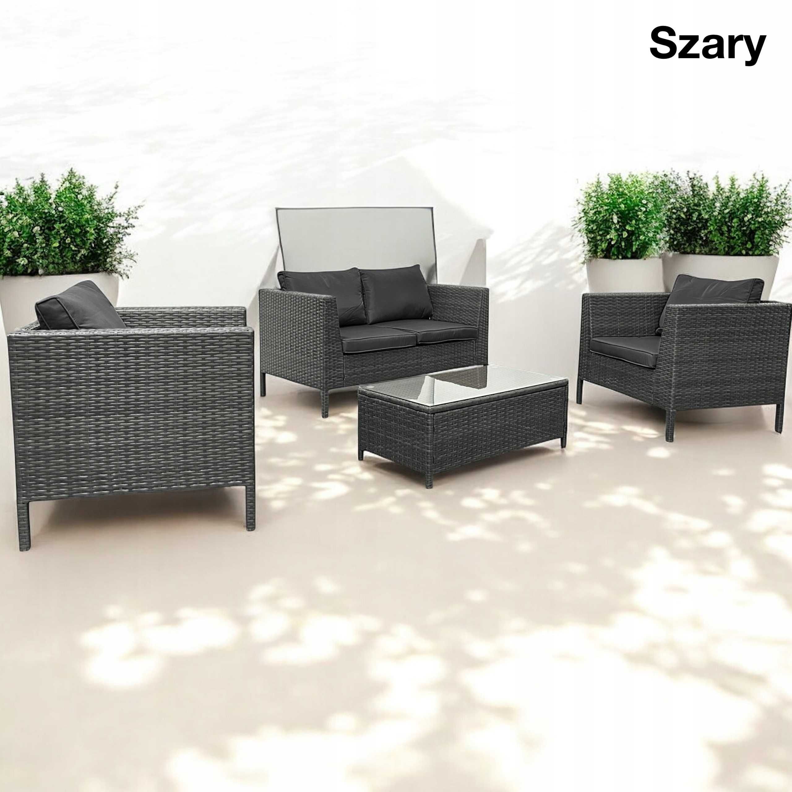 Komplet meble ogrodowe /Sofa + fotele + stół / Technorattan / 3 kolory