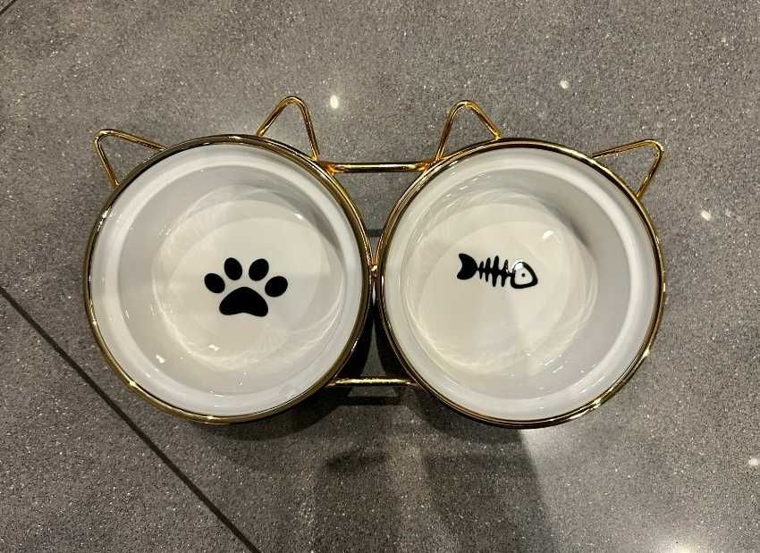 Miski miska dla psa na karmę i wodę dla kota złote  glamour eleganckie