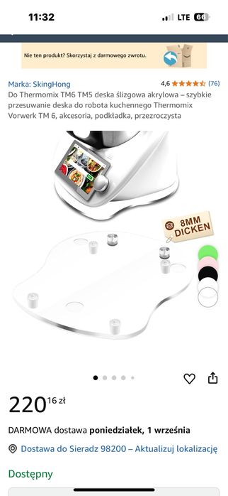 Deska ślizgowa podkladka podstawka termomix tm5 tm6 akcesora akrylowa