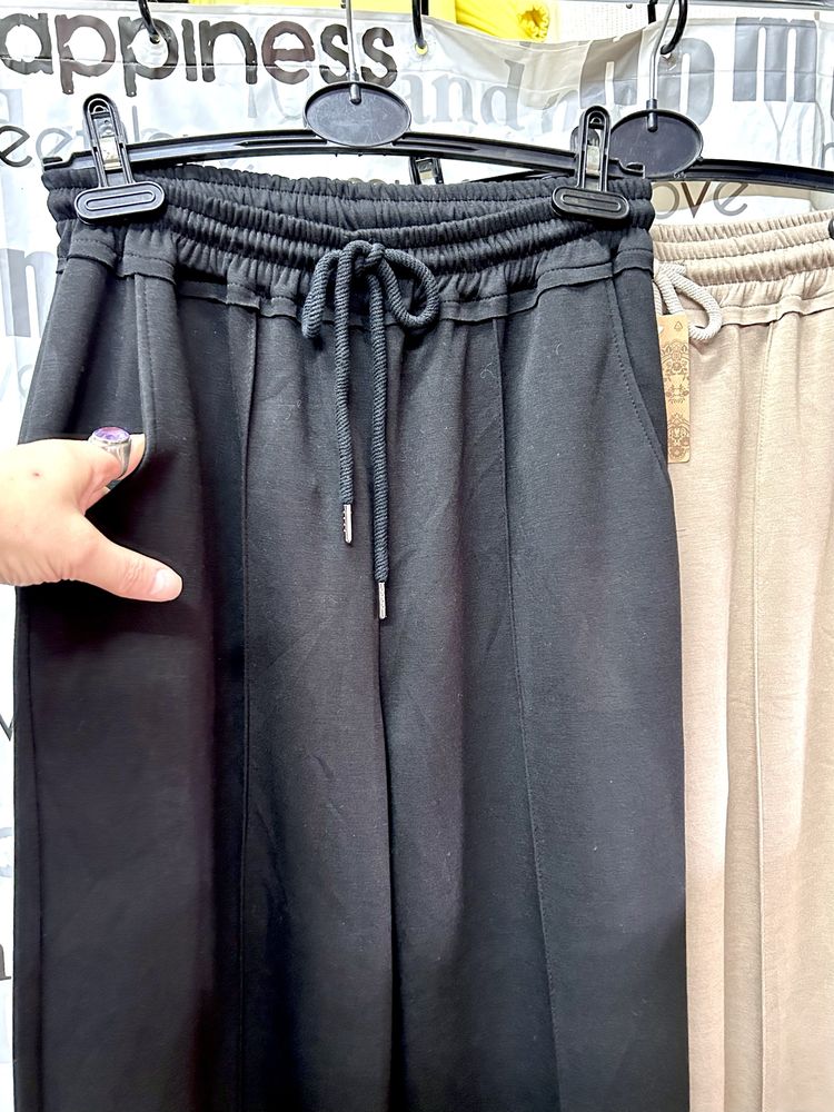 Брюки широкие прямые, классический крой, на резинке, италия М-XL