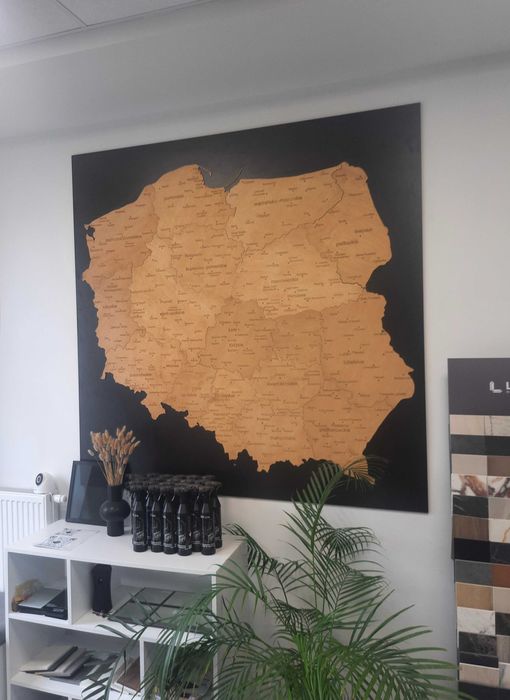 Drewniana nowa mapa Polski Winchester, województwa 160 cm, prezent