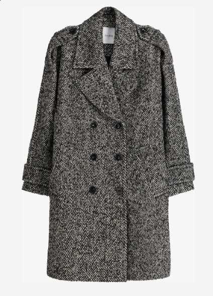 Bershka płaszcz trencz flausz jodełka z wełną oversize gruby duży