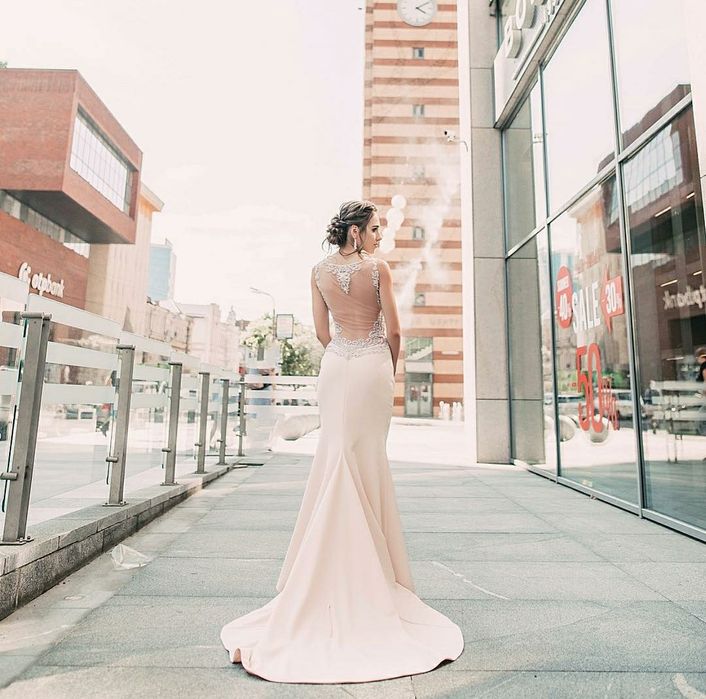 Свадебное платье, платье на роспись , платье цвета пудры