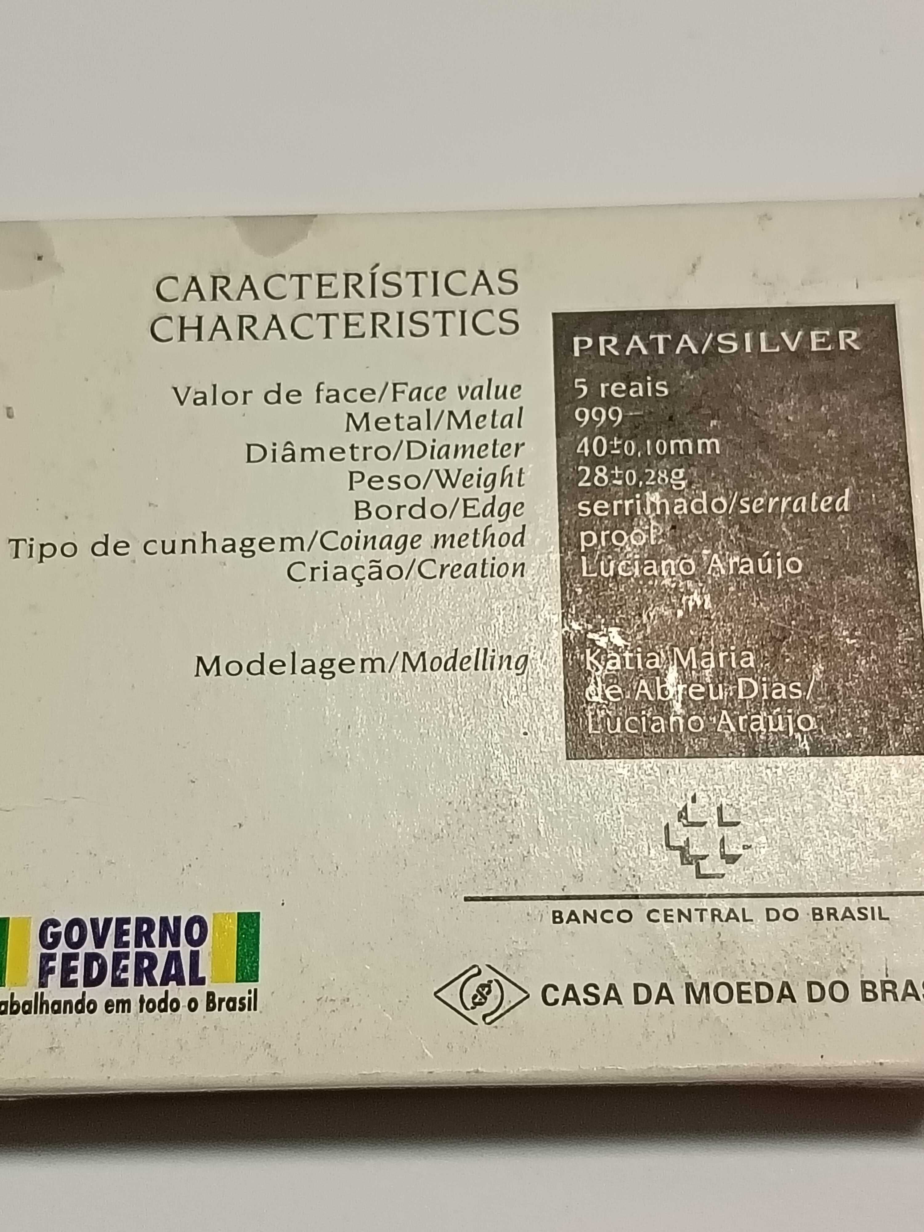 Moeda comemorativa 500 anos Brasil prata 999