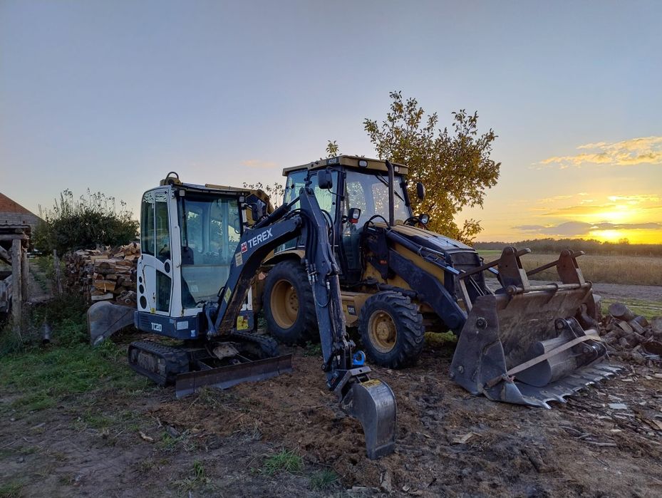 Usługi koparko-ładowarką, minikoparką wywrotką. Drenaże i odwodnienia