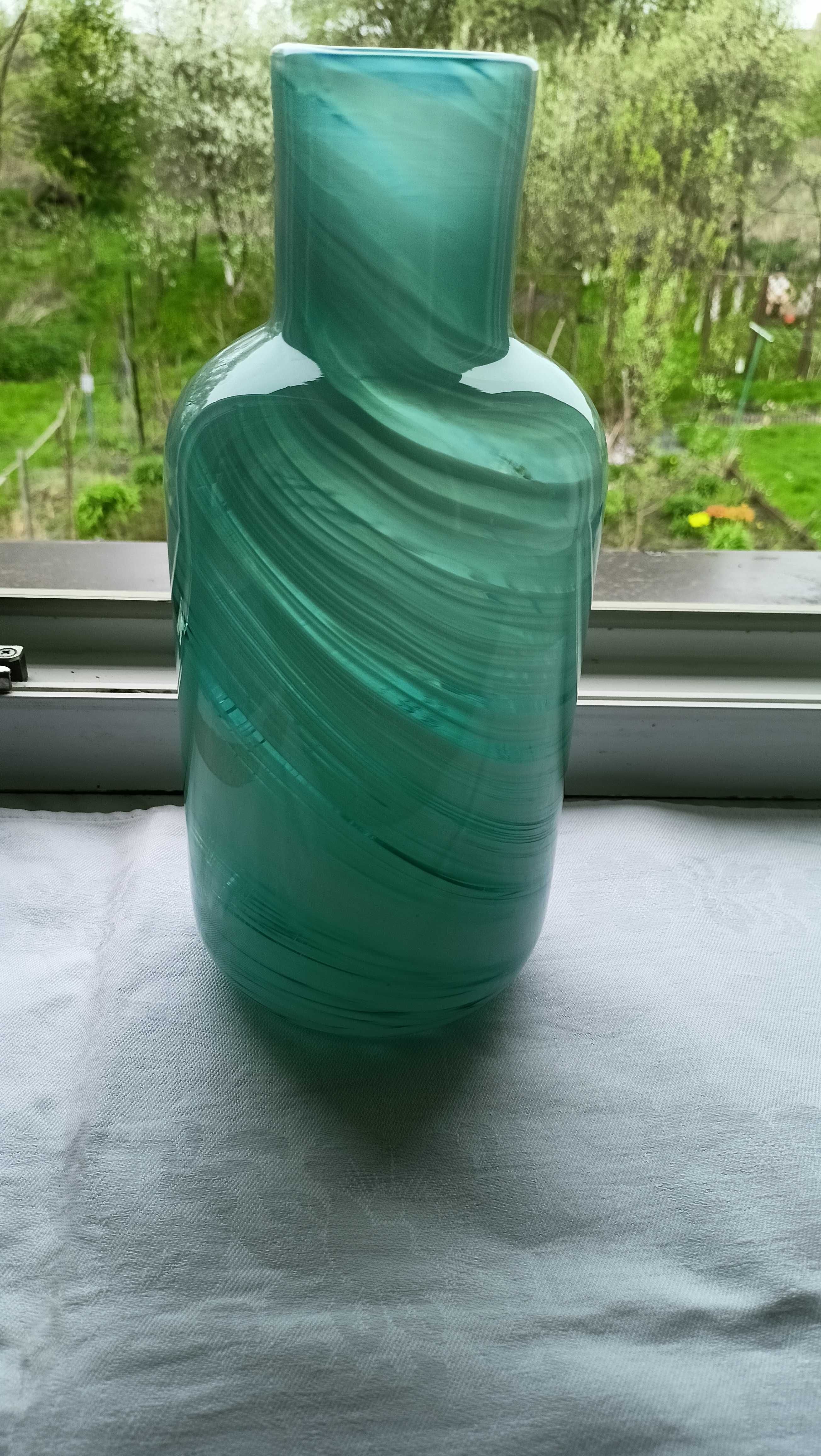 Stary wazon murano, zielony, butla ,ciężki 28 cm,