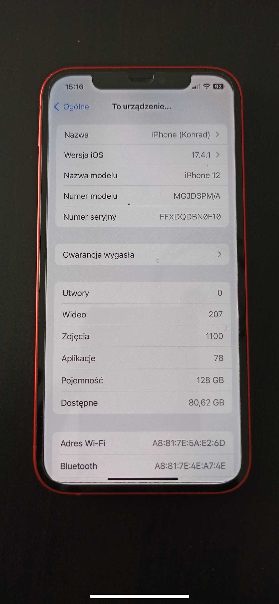 Iphone 12 128GB ProductRED Idealny