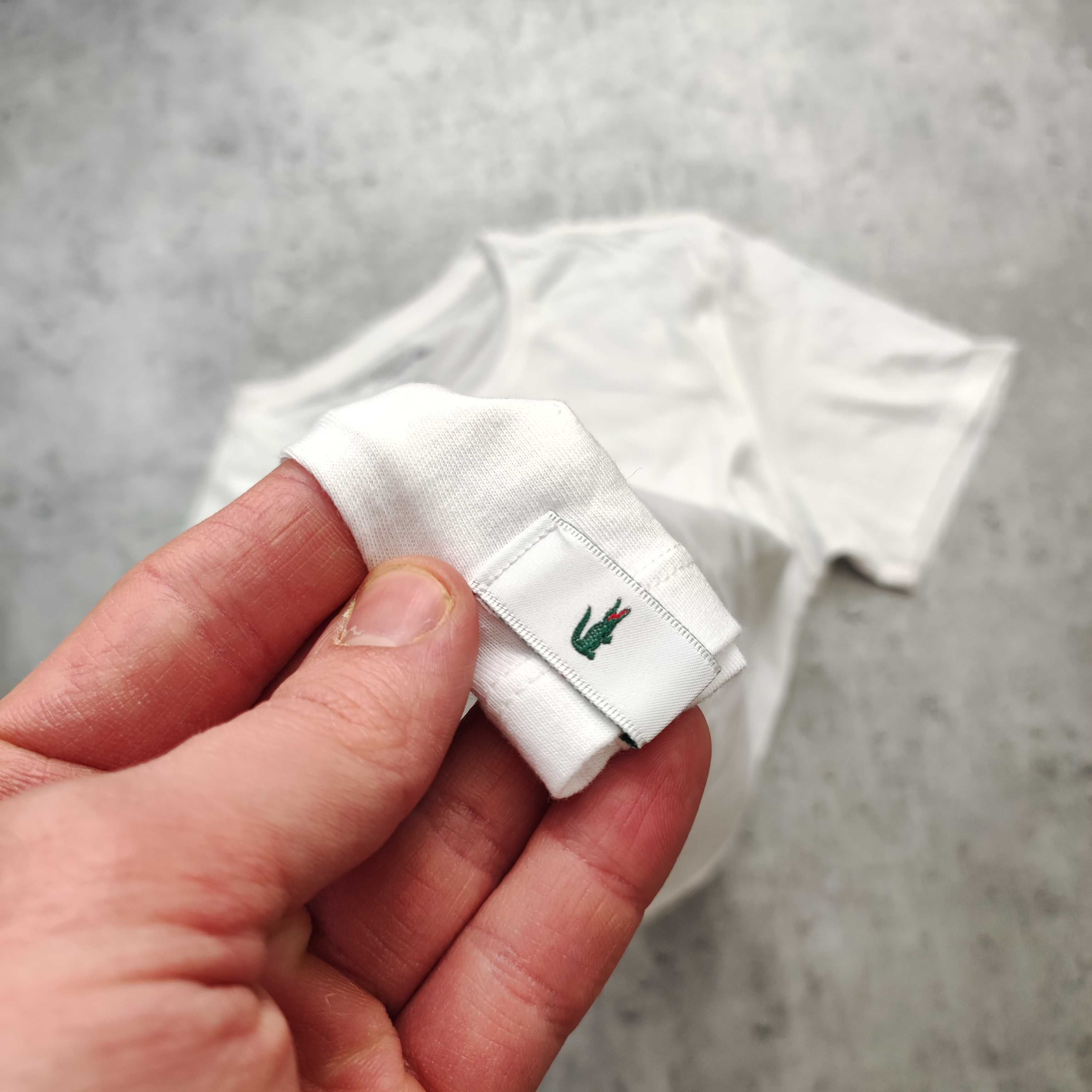 MĘSKA Koszulka Bawełna Basic Podkoszulek Slim Lacoste Biała PREMIUM