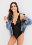 B.P.C body czarne ze stringami usztywniane miseczki koronkowe r.95A