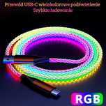 Kabel Szybkiego Ładowania RGB Typu C Wysokiej Estetyce LIght kabel C