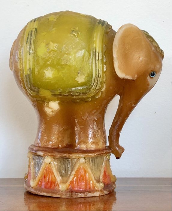 Retro włoska świeca figurka Słoń cyrkowiec Italy vintage świeczka 16cm