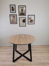 Stół okrągły rozkładany-lite drewno dębowe-loft