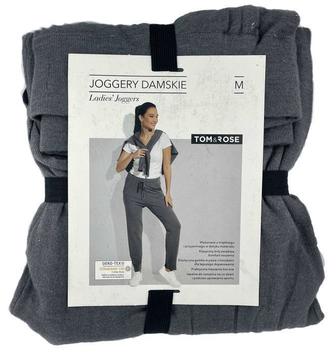 Joggery damskie spodnie dresowe z wełną, szare ciemne, r. M