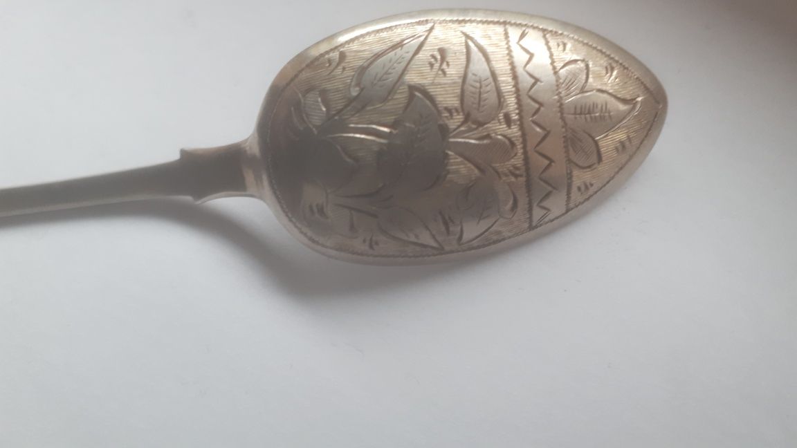 Carska łyżeczka do herbaty mistrzowski grawer Lew Oleks Moskwa 1891