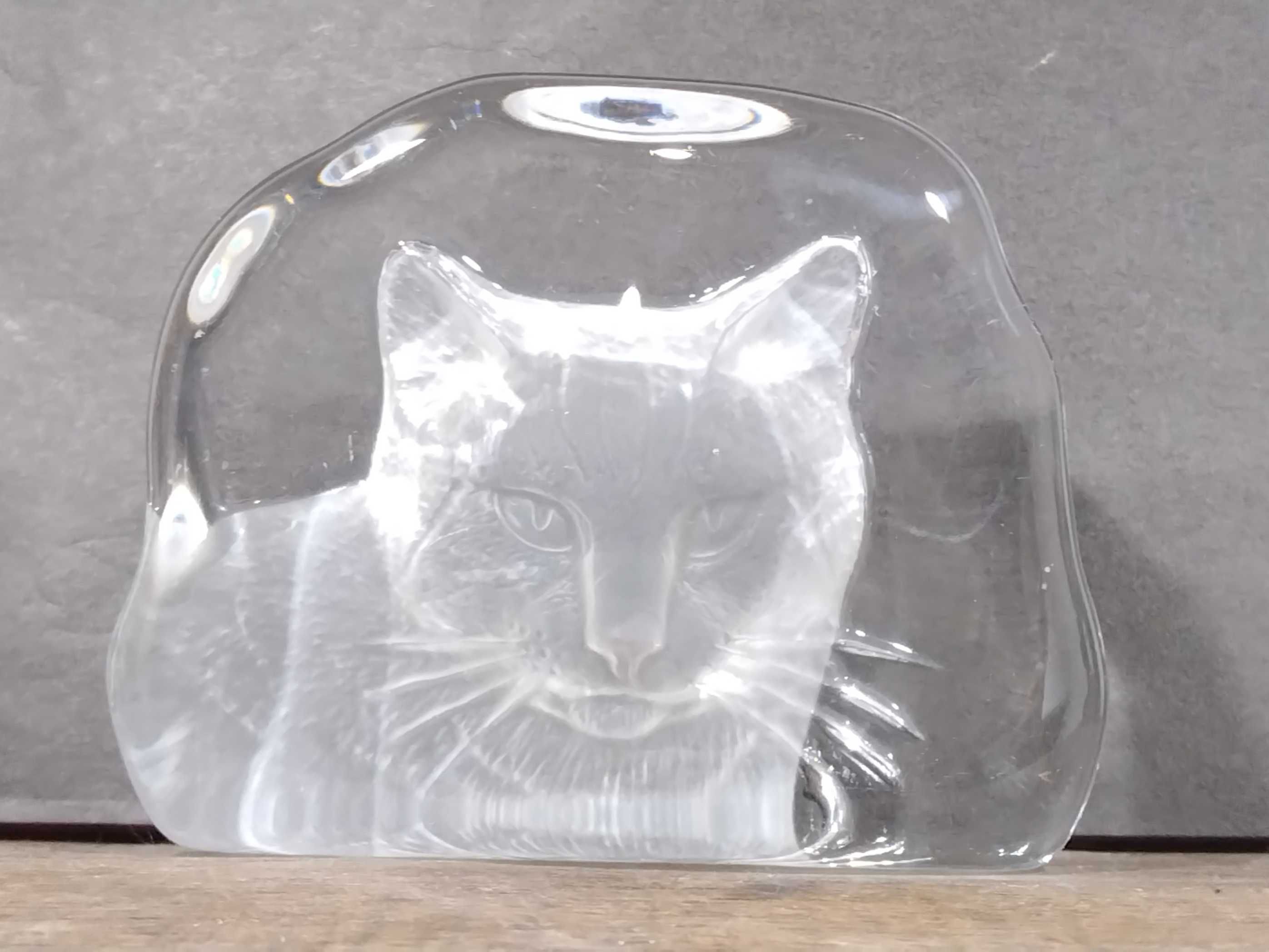 Пресс-папье cat cristal d'arques, свинцовое хрустальное стекло,франция