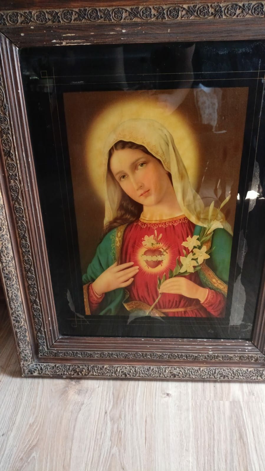 2 przepiękne  obrazy przedwojenne  z  czeskiej Pragi  Jezus i Maryja