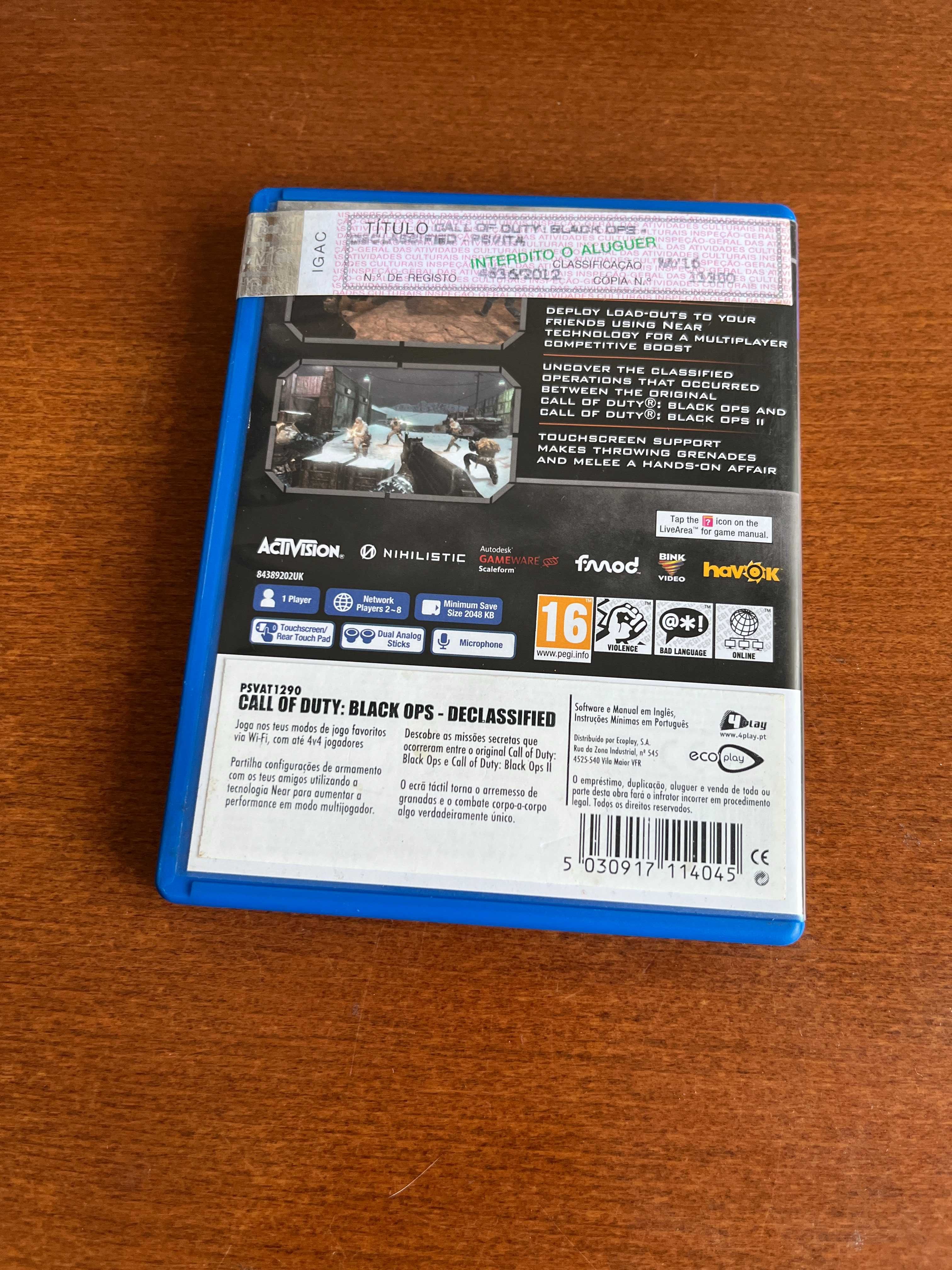 PS Vita - Estojo do jogo Call of Dutty