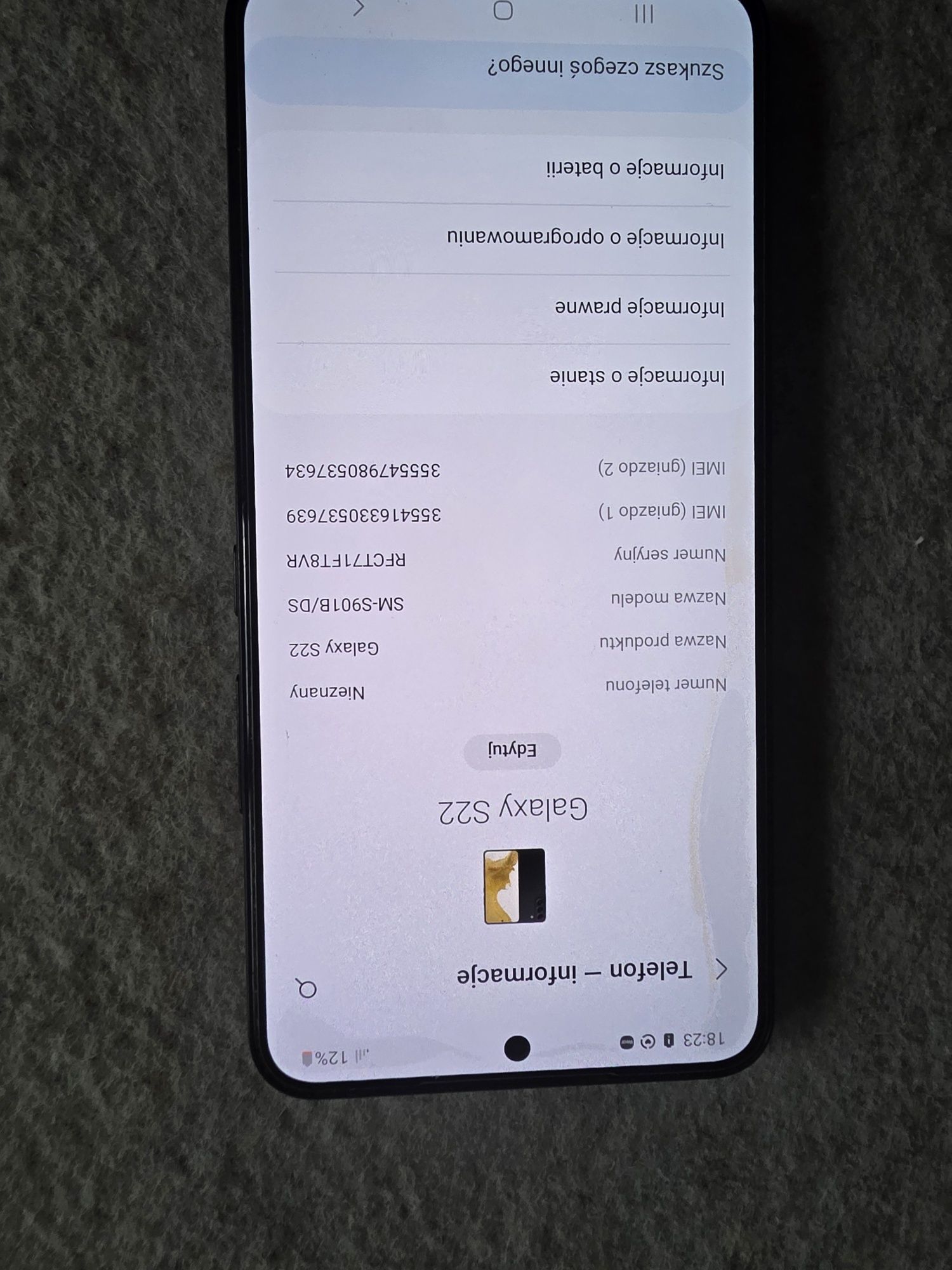 Samsung galaxy S 22 pamięć RAM 8Gb.