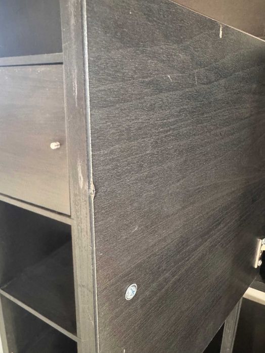 Regał ikea Kallax czarny z wkładami