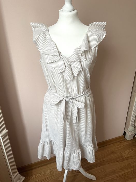 Sukienka bawelniana na lato z falbanką retro vintage kobieca zwiewna