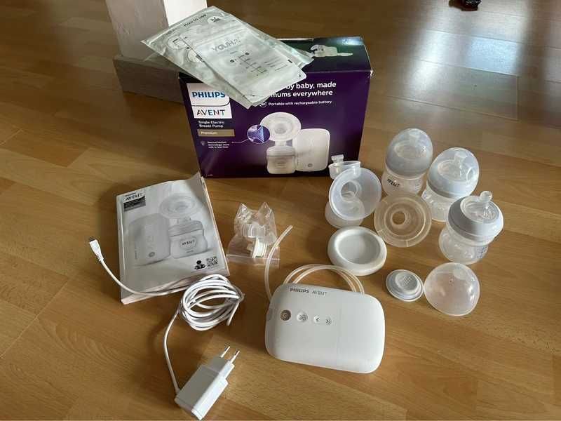 Laktator elektryczny Philips Avent Premium + butelki i woreczki