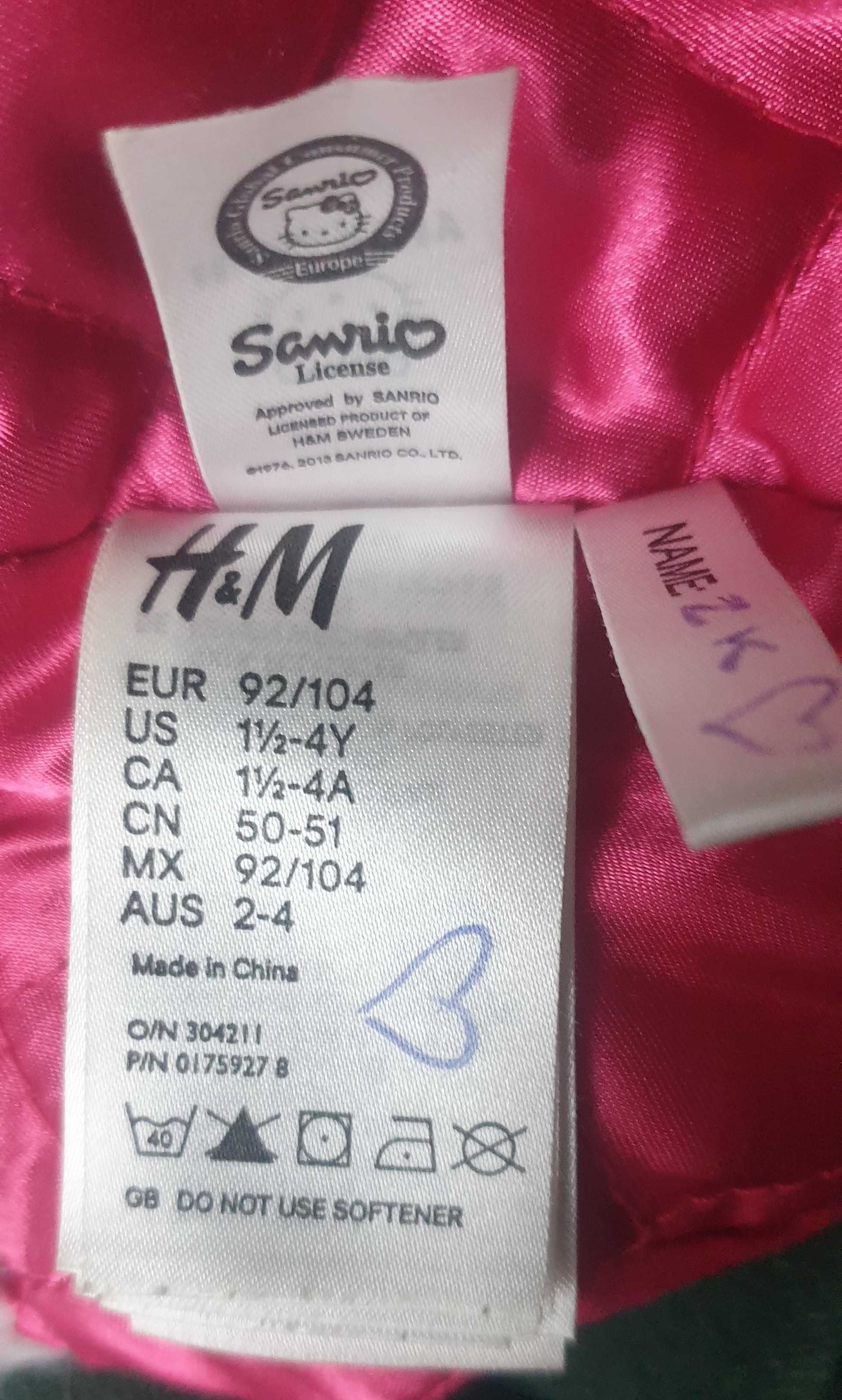 Hello Kitty Czapka zimowa dla dziewczynki, uszatka  2-4 latka  H&M