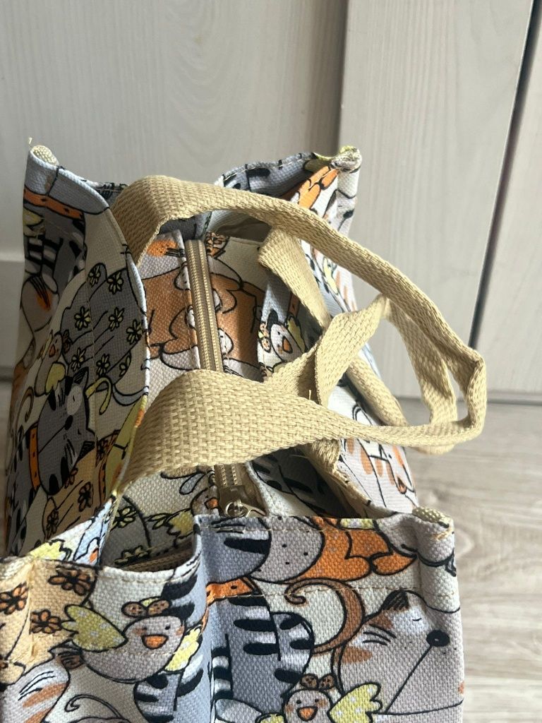 Praktyczna torba materiałowa z motywem kotów