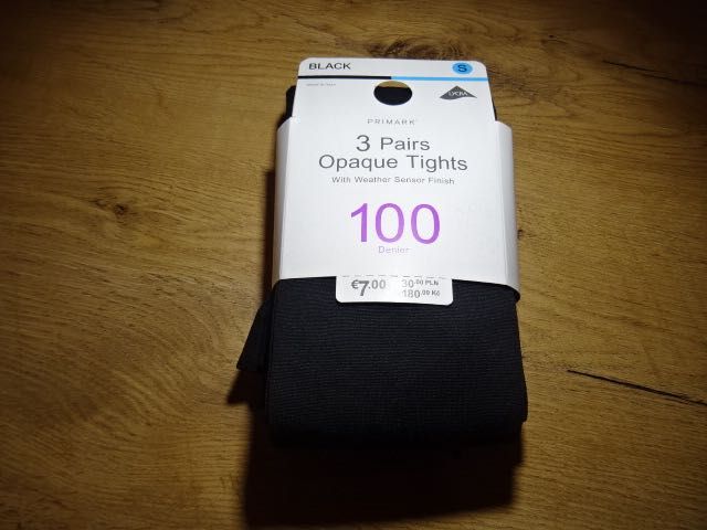 Primark 3 x nowe czarne rajstopy S