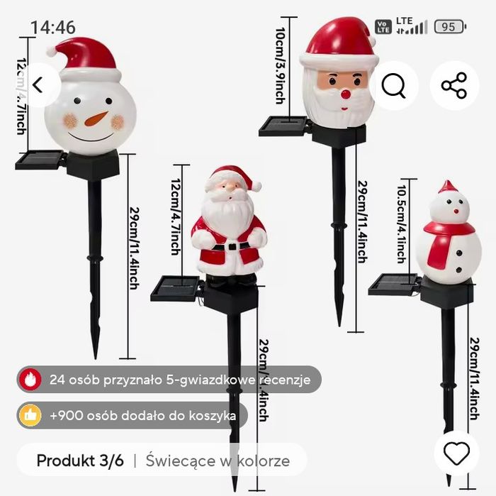Lampion bałwanek solarny