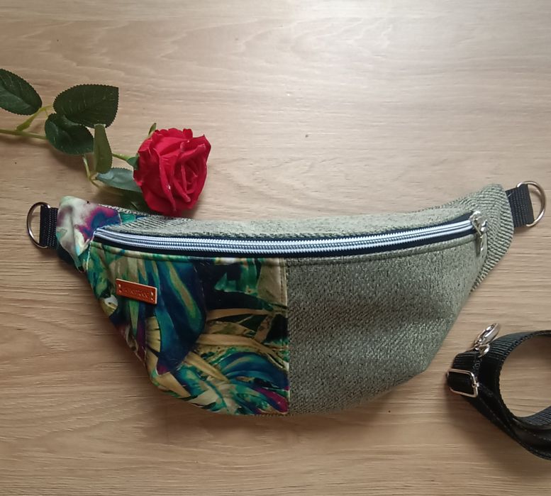 Nerka torebka saszetka oliwkowa zieleń handmade rękodzieło