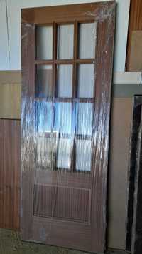 Porta interior folheado de mogno para vidros
