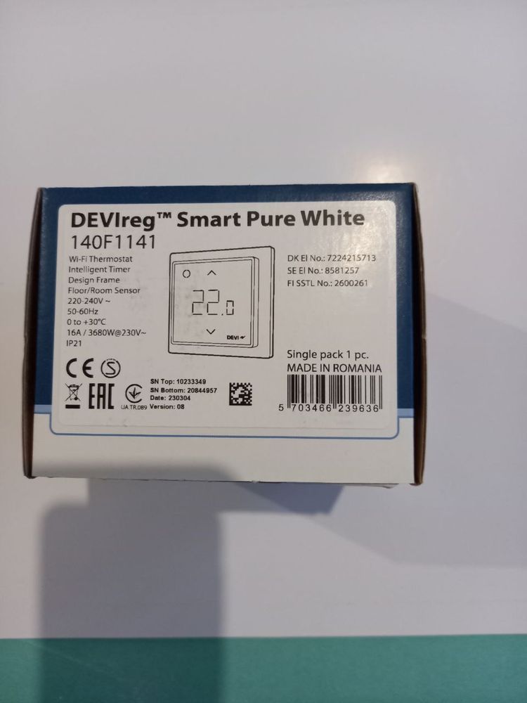 Терморегулятор ТП Devi Devireg Smart White