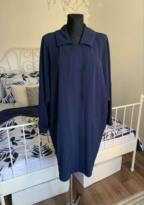 Promod granatowa długa marynarka żakiet oversize płaszcz jesienny XL