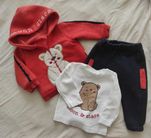 Komplet zestaw ciepły niemowlęcy rozm. 80 bluza, spodnie, koszulka